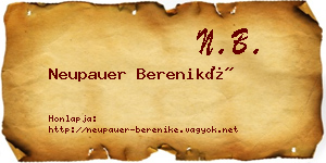 Neupauer Bereniké névjegykártya